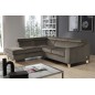 Canapé d'angle convertible en velours luxe 5 places, ASTERIA taupe, angle gauche
