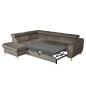 Canapé d'angle convertible en velours luxe 5 places, ASTERIA taupe, angle gauche