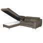 Canapé d'angle convertible en velours luxe 5 places, ASTERIA taupe, angle gauche
